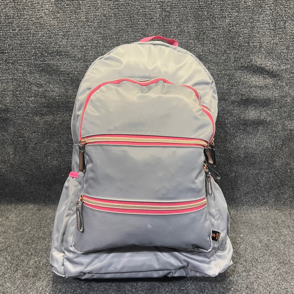 Walgreens CNDG-0131‎ Grey Pink Nylon Multi-Pocket Rose Gold Zippers Backpack